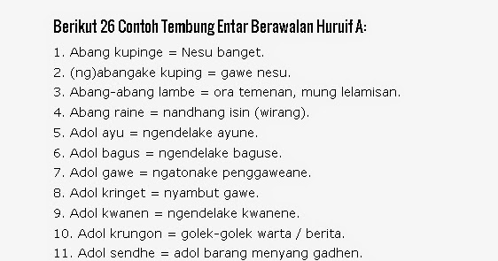 Contoh Tembung Homonim Dalam Bahasa Jawa Rasmi H