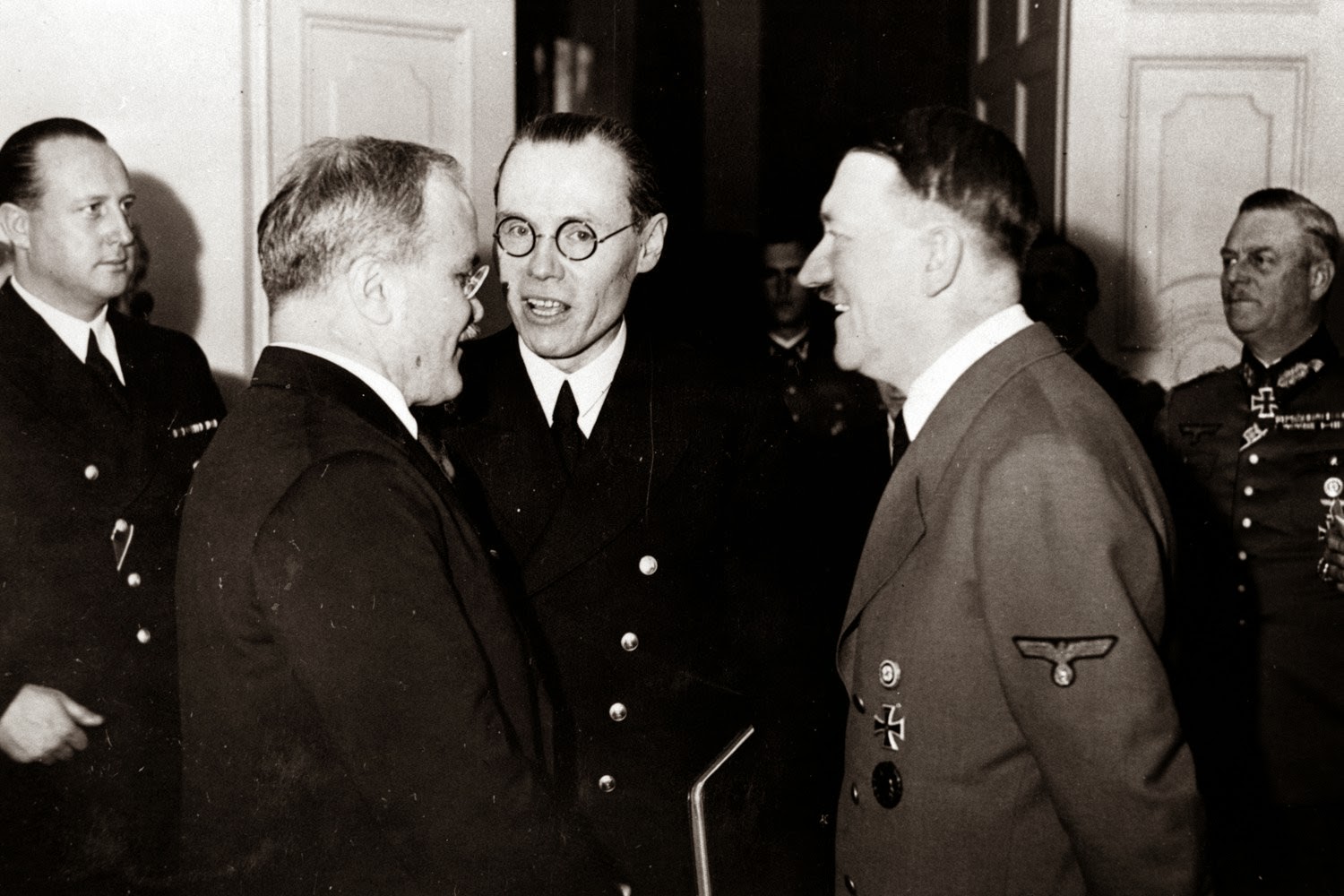 V.M.  Molotov at a reception with Adolf Hitler