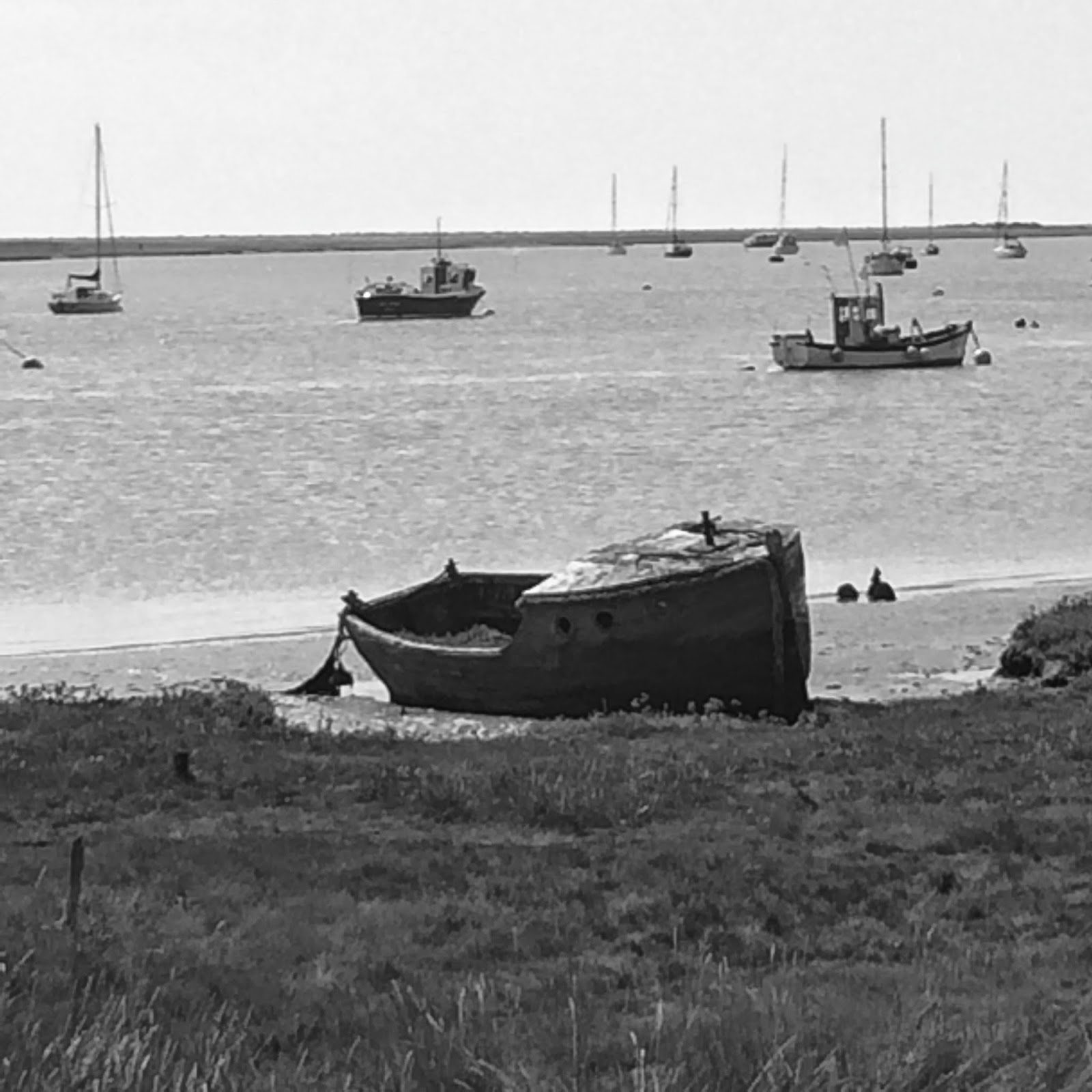 beached boat at Orford in Suffolk, UK