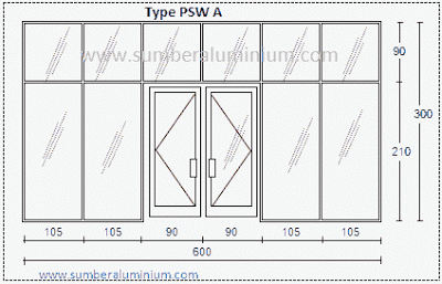 Pintu Aluminium Double Dengan Partisi Kusen Aluminium Dan Kaca dengan enam kolom Partisi Aluminium Pintu Kaca Doble