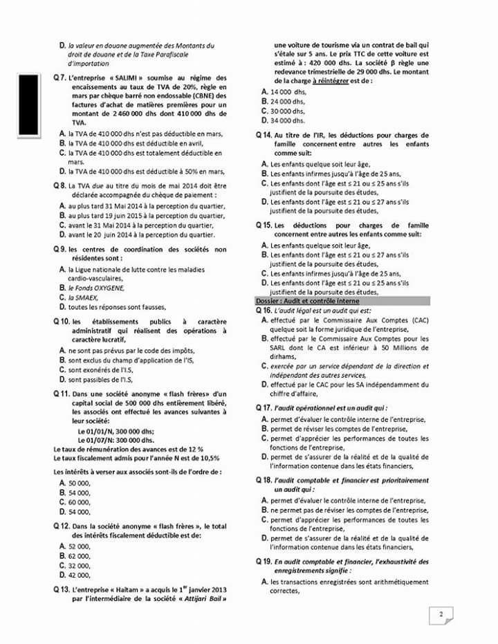 concours d'accès au master CCA Beni mellal 20152016