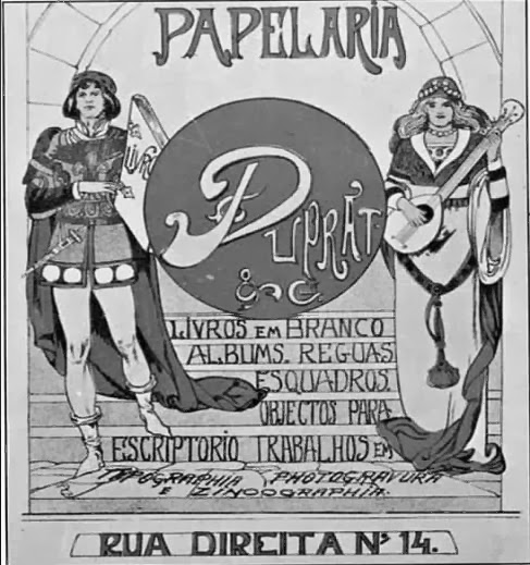 Propaganda da Papelaria Duprat - 1907. Propaganda feita em desenho.