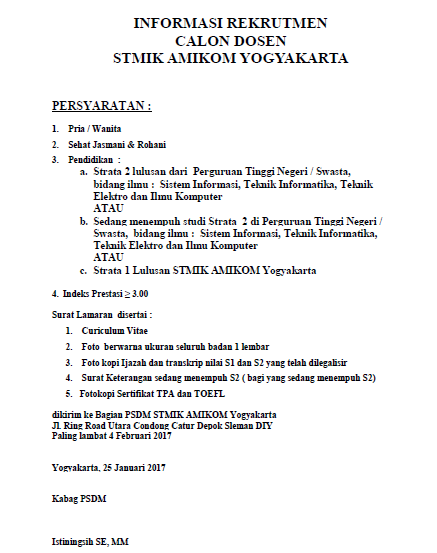 Lowongan Kerja Dosen Stmik Amikom Yogyakarta Lowongan Kerja