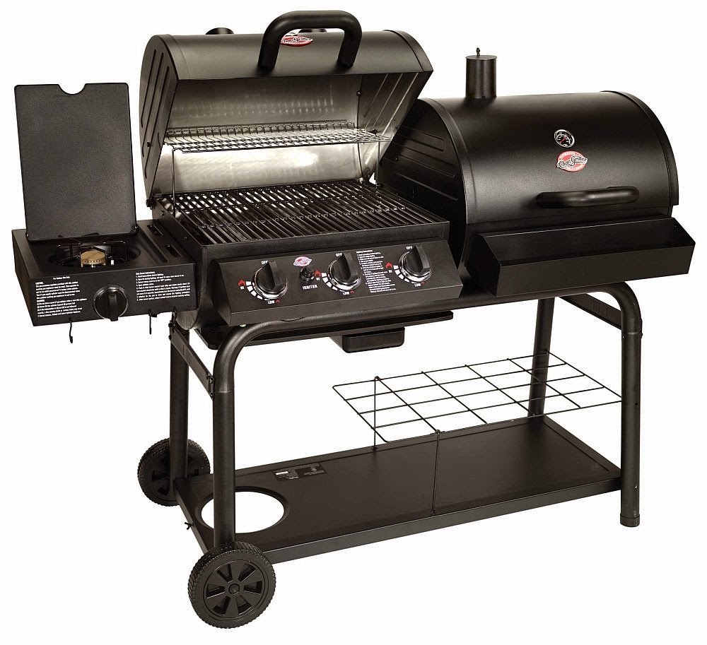 Combination gas and charcoal grill for best of both - taste of charcoal grilled food plus ease of use of a gas grill
