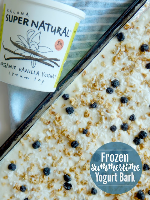 Frozen Summertime Yogurt Bark...a fun, easy, summertime treat for kids and adults!  Just two main ingredients, plus many delicious add-on toppings.  You'll love grabbing a piece from the freezer on the run! #KalonaSuperNatural (sweetandsavoryfood.com)