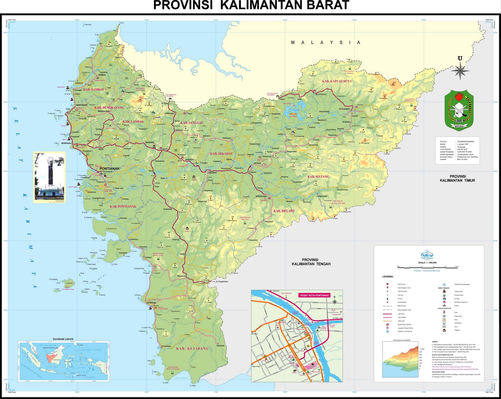 Peta Provinsi Kalimantan Barat (Kalbar)