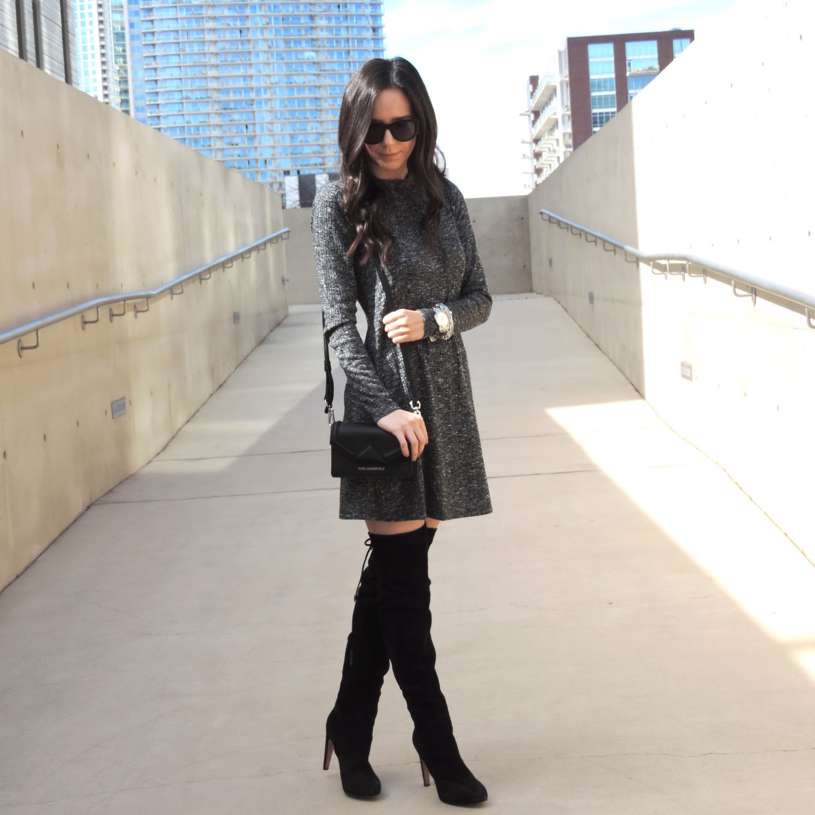Tunic Dress + Knee High Boots Simply Ana Fashion Influencer & Blogger