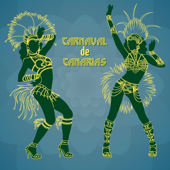 Bailarinas Carnaval de Canarias y Brasil - vector