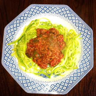 Wheat Free breakfasts mince with courgette/zucchini pasta