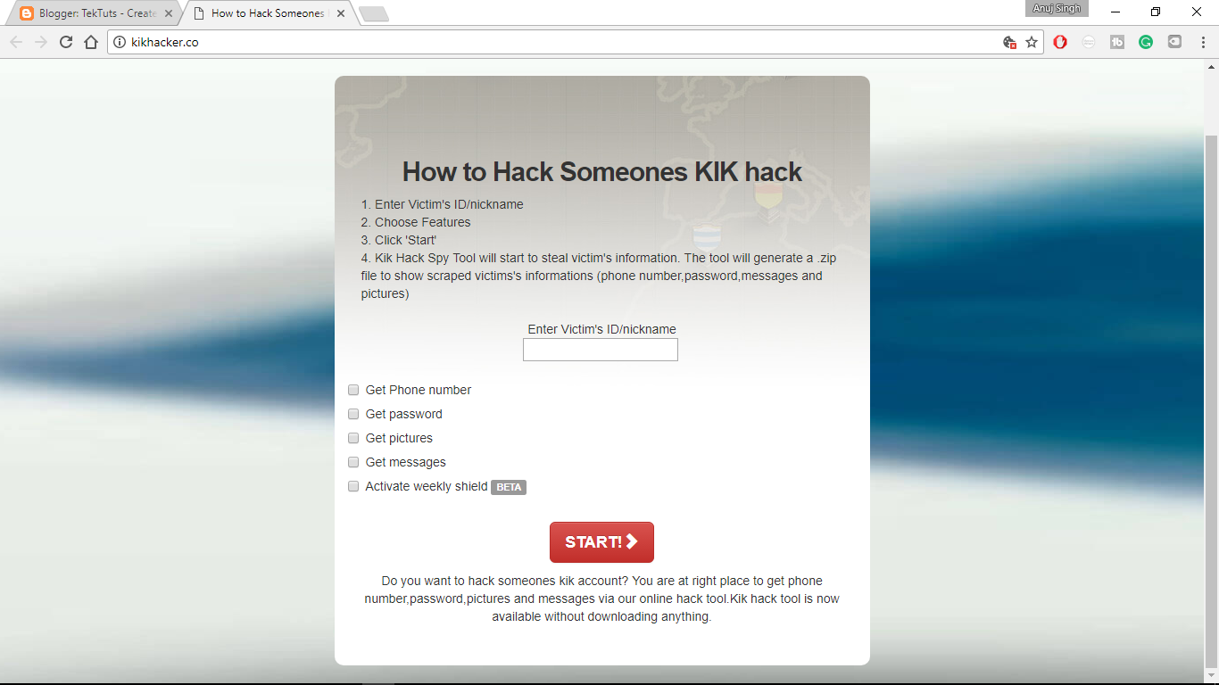 TekTuts How to hack a kik account