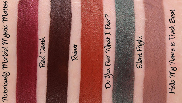 Notoriously Morbid Mystic Mattes - Red Death, Ruiner, Do You Fear What I Fear?, Silent Fright and Soothsayer Swatches and Review