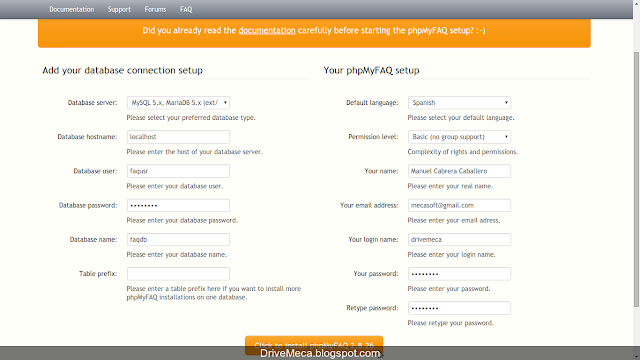 DriveMeca instalando phpMyFAQ en un servidor Linux Centos paso a paso