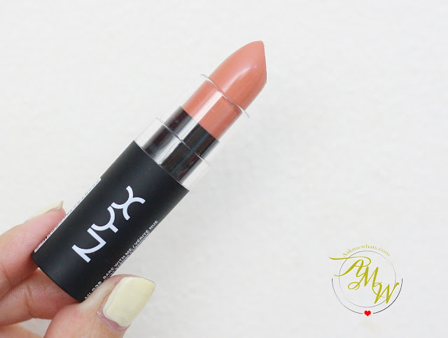 a photo of NYX Matte Lipstick review in shade Bare with Me MLS 38