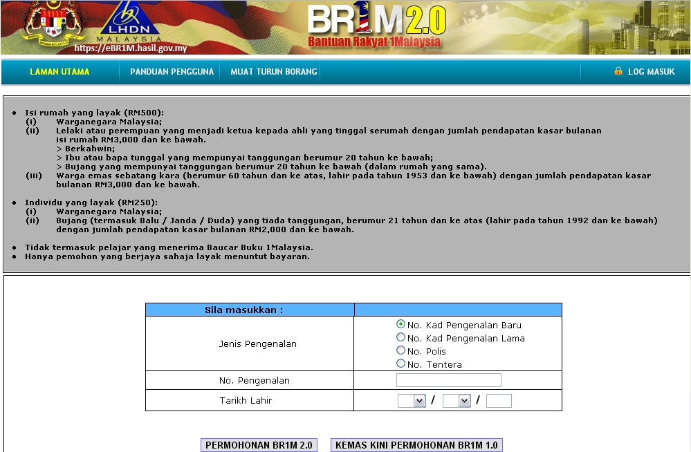 Bantuan Rakyat 1 Malaysia Apply Online - CRV Tu