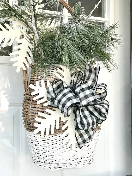 Basket of greens with snowflake and bow