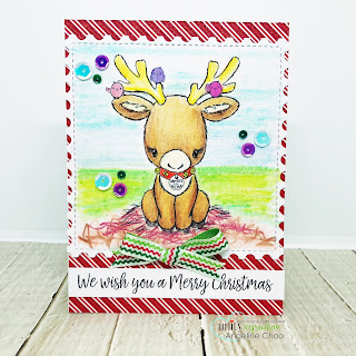 ScrappyScrappy: Christmas Cuddlebugs with Unity Stamp  - Santa's Lil Helper Cuddlebug #scrappyscrappy #unitystampco #tierrajackson #cuddlebug #christmascard #cardmaking #papercraft #quicktipvideo #youtube #prismacolor #coloredpencil #reindeer #unitystampsequin #arielsequin #santalilhelper