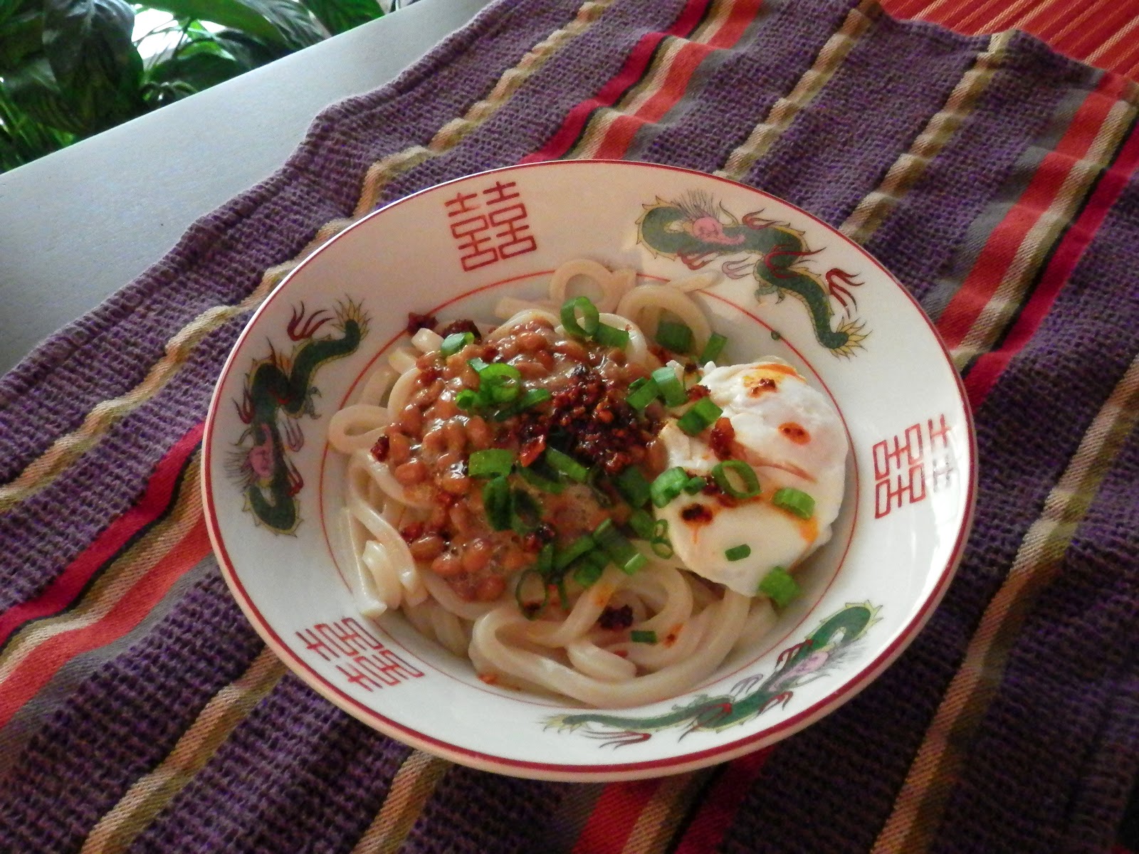 Dosanko in the South Warm Natto Udon Noodles with Poached Egg
