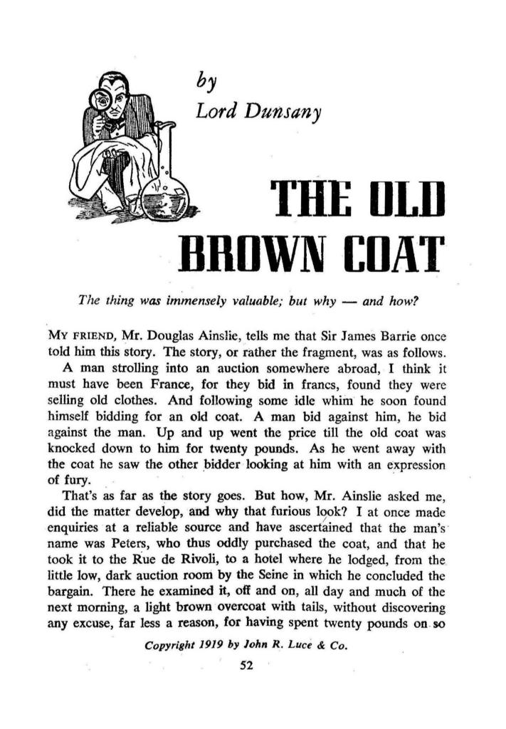 Insomnia Notebook Lord Dunsany’s Old Brown Coat