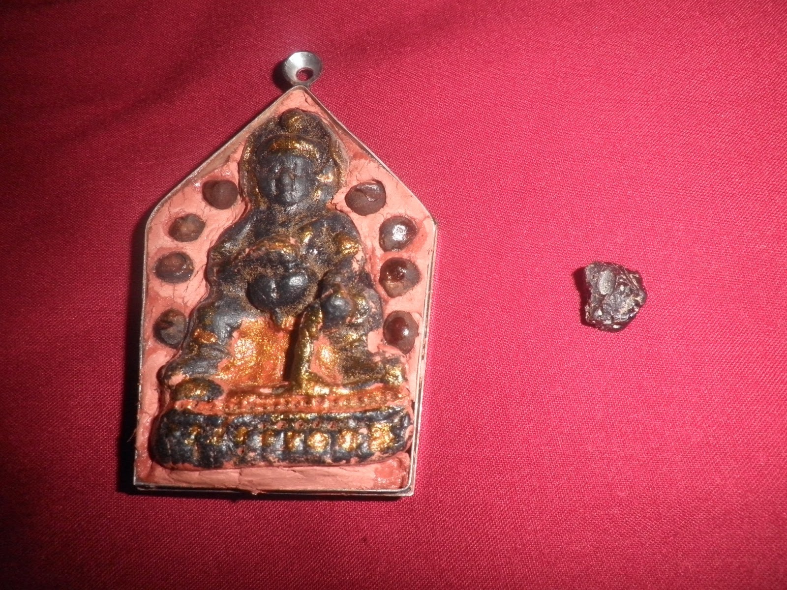 Tibetan Healing Amulet: Black Zhambala Tektite Meteorid Amulet