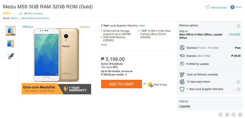Sale Alert: Meizu M5s with 13MP Sony IMX258 sensor is down to PHP 5,199!