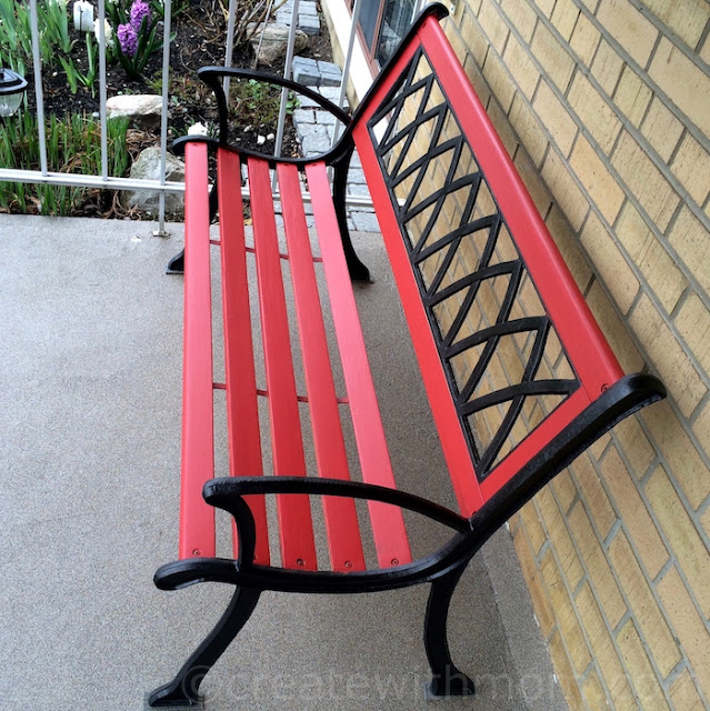 fort york fusion mineral red paint upcycled bench