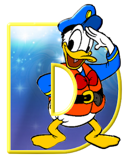 Alfabeto de personajes Disney con letras grandes D Donald. 