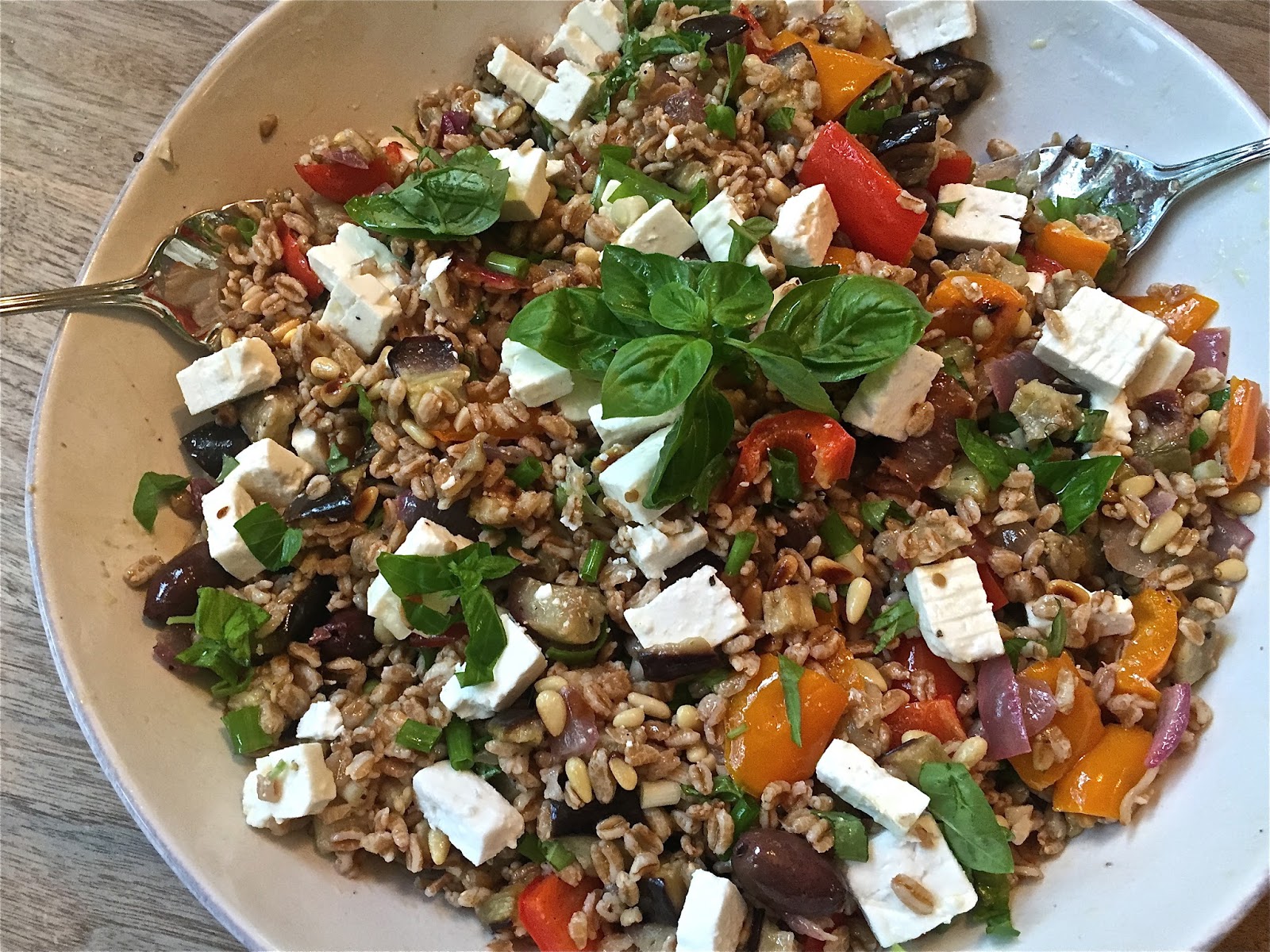 Homemade By Mary ROASTED VEGETABLE FARRO SALAD with FETA and KALAMATA