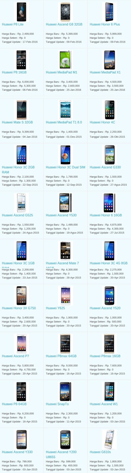 Daftar Harga Terbaru Hp Huawei Maret 2016 Daftar Harga Terbaru Hp Huawei Maret 2016