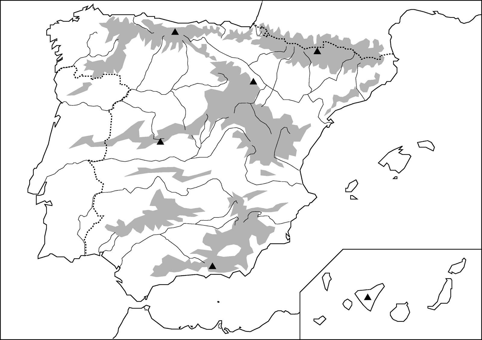 Mapa Mudo De Rios De España Para Hacer