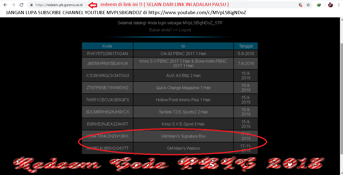 Kode Redeem PBIC 2018 Tips PB Beyond Limits