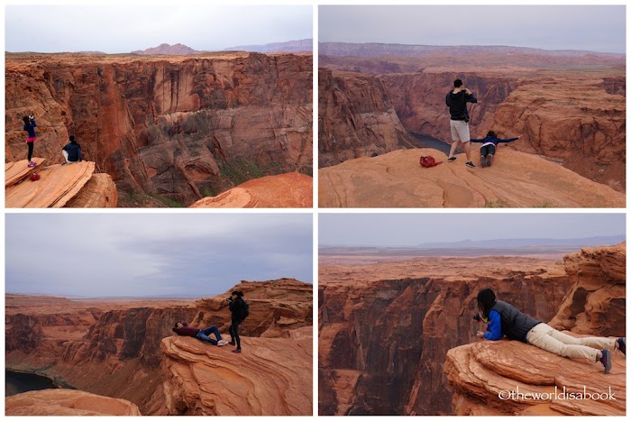 Visitor insisted to take the picture from a higher ledge horseshoe bend arizona