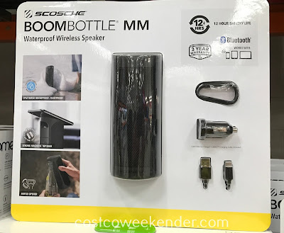 Listen to your favorite songs and dance to the music with the Scosche BoomBottle MM Waterproof Wireless Speaker