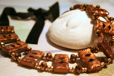 Victorian October Evening: vintage brown beads, Czech crystals, velvet ribbon :: All Pretty Things