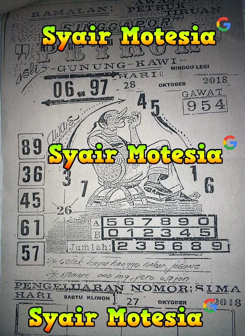 Gambar Syair Sgp Minggu 28 Oktober 2018 Kode Syair Sgp Hk Sd Motesia