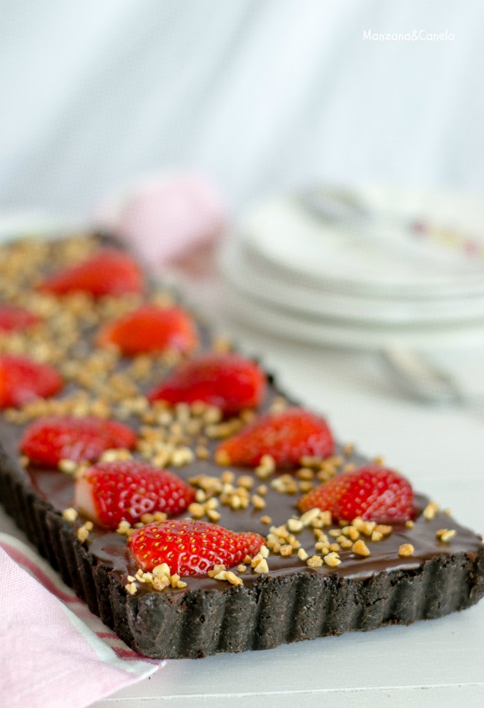 tartas fáciles sin horno tarta de chocolate y fresas