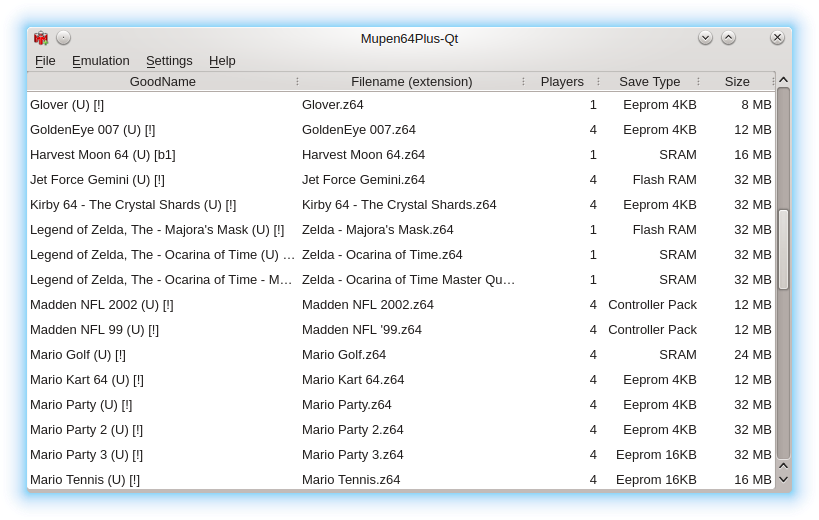 EmuCR: Mupen64Plus-Qt