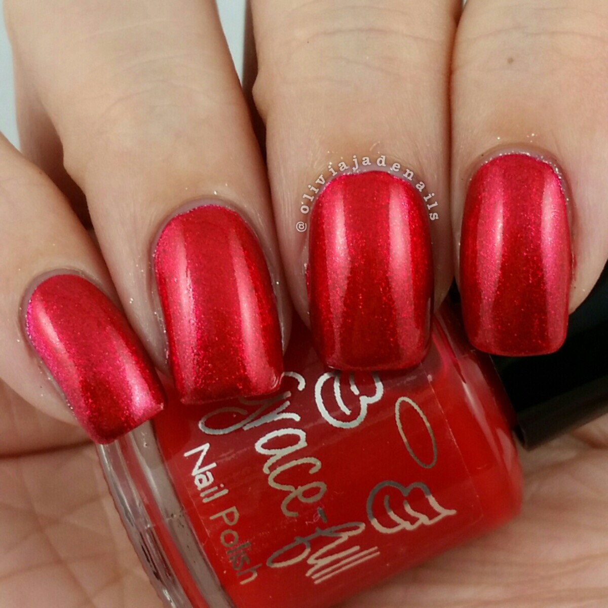Grace-Full Nail Polish Stop The Show (with red tint) swatched by Olivia Jade Nails
