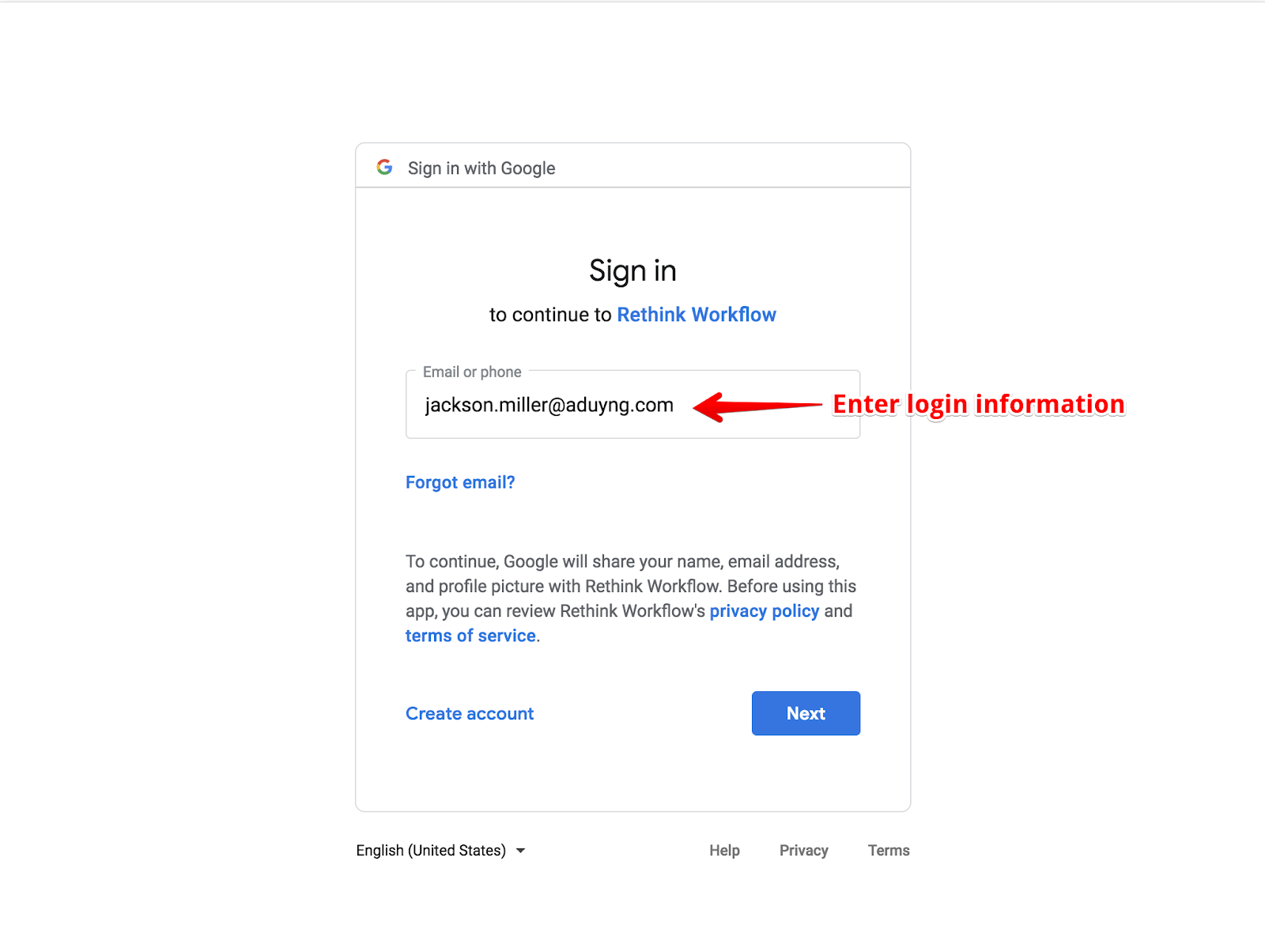 Rethink Workflow Support How to register an account with Rethink Workflow using G Suite account?