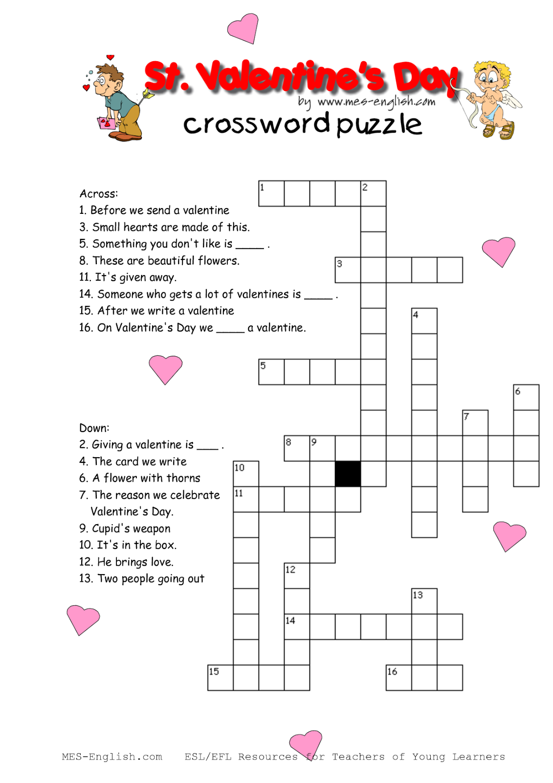 Valentine's Crossword Hard Difficult Level