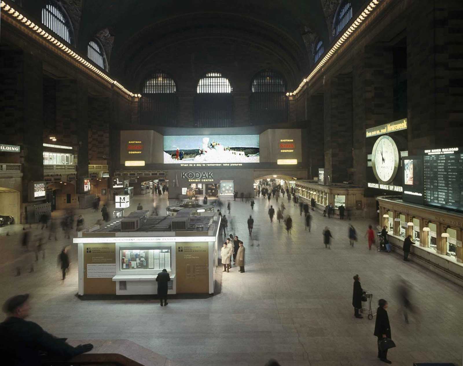 A general view of the interior of the grand concourse of New York's Grand Central Terminal, shown some time after the morning rush hour, on January 9, 1968.