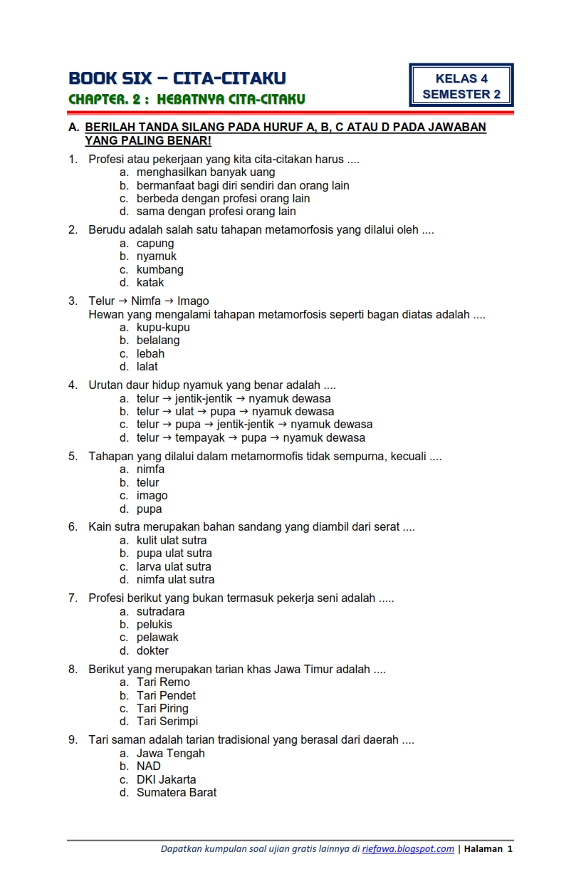Soal Tematik Kelas 3 Sd Peatix