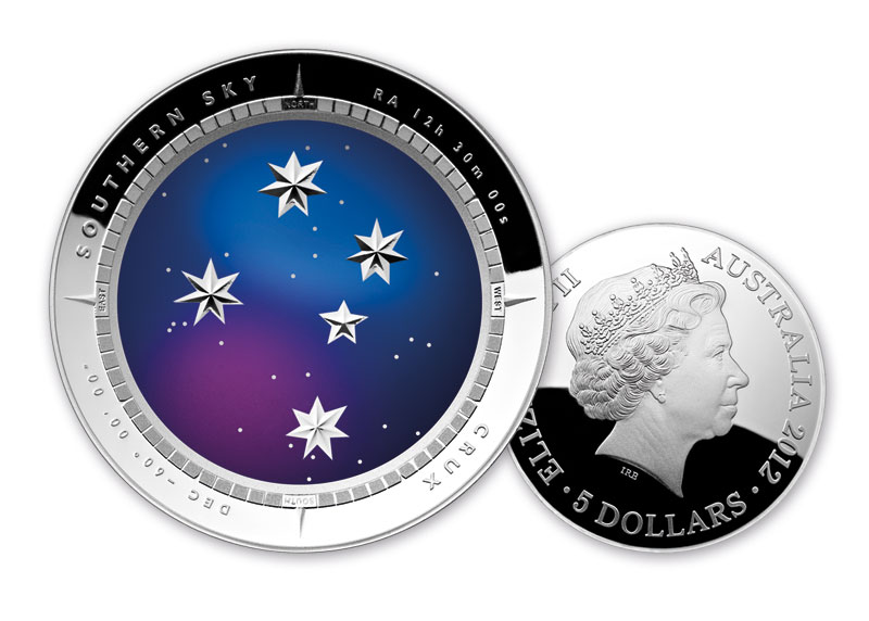 Australia Silver 2012 Crux Southern Sky 5 Silver Proof Colour Printed
