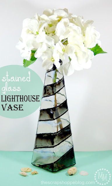 stained glass lighthouse vase