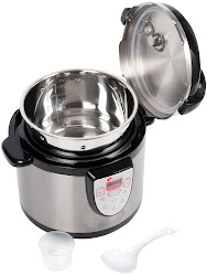 cooker secura electric pressure 6qt slow pot cooking stainless steel steamer browning saute soup rice pan maker dining kitchen