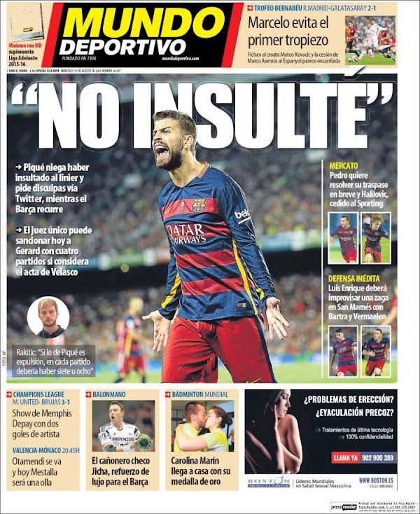 Piqué, Mundo Deportivo: "No insulté"