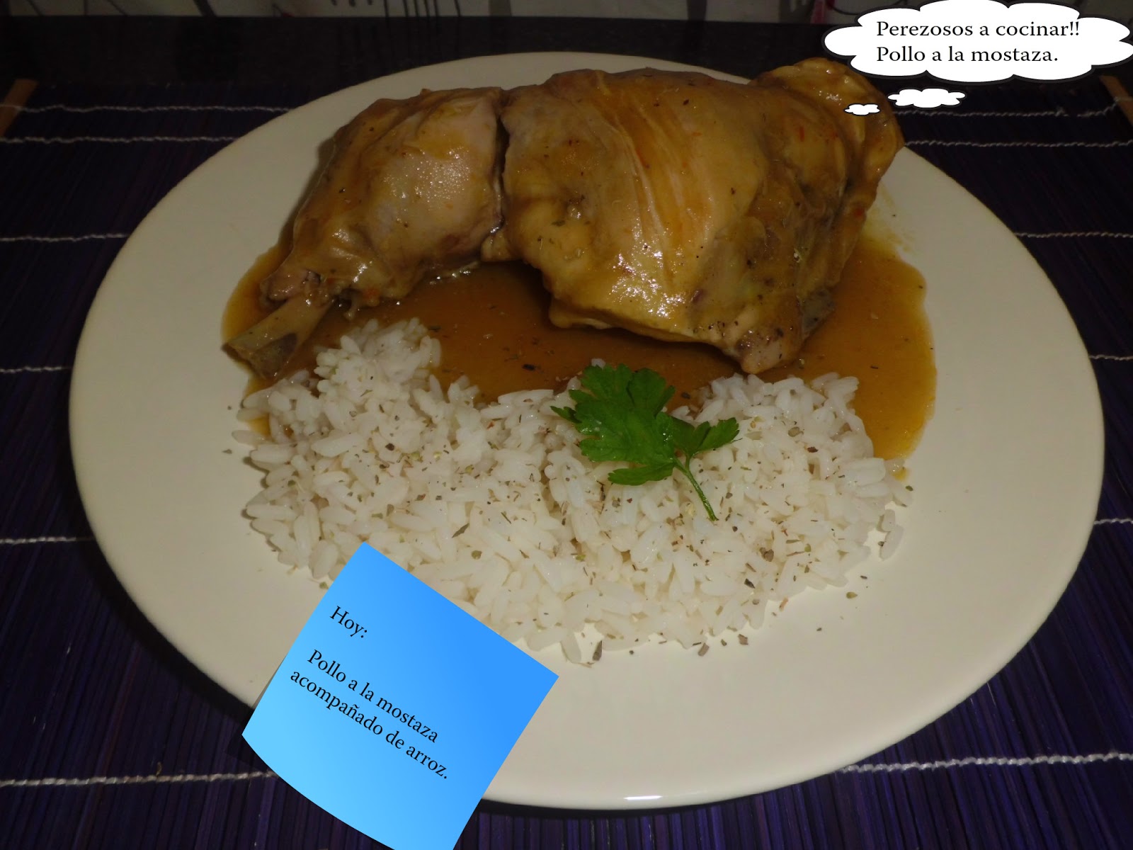 ¡PEREZOSOS A COCINAR!! Pollo a la mostaza con arroz ¡PEREZOSOS A COCINAR!! Pollo a la mostaza con arroz