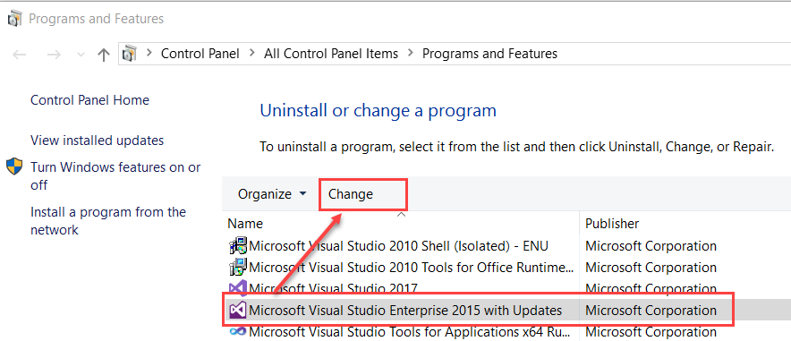 how to repair visual studio 2013 from control panel how to repair visual studio 2013 from control panel