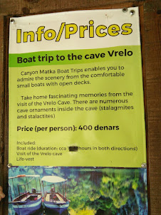 Price list of boat rides.