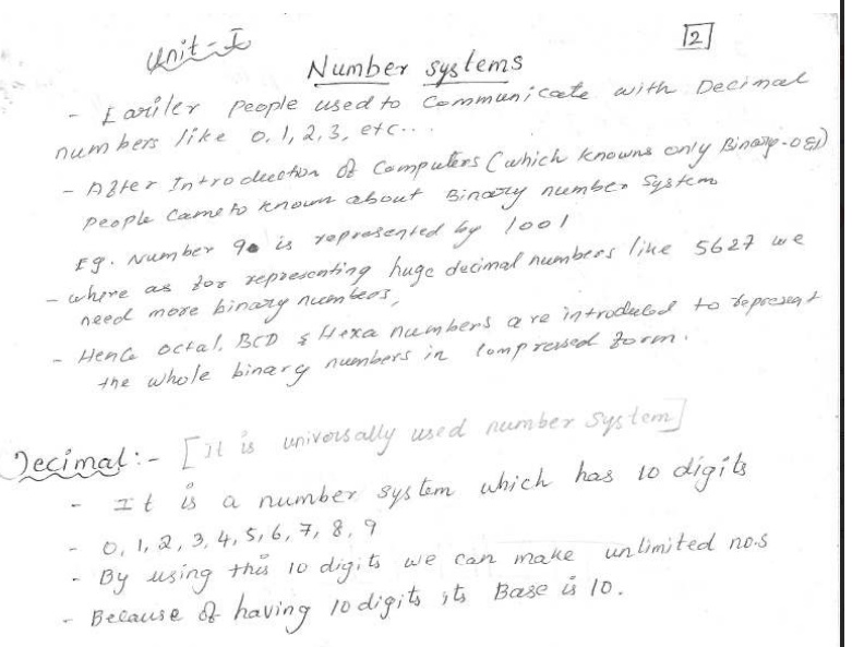 Mechatronics Engineering Digital Electronics Unit1 Hand written Notes