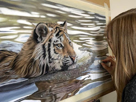 02-Tiger-in-Water-Danielle-Fisher-Realistic-Animal-Portrait-Pastel-Drawings-www-designstack-co